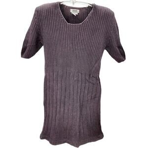 Elements Spiegel Vintage Purple Rib Knit Stretchy Short Sleeve Midi‎ Dress